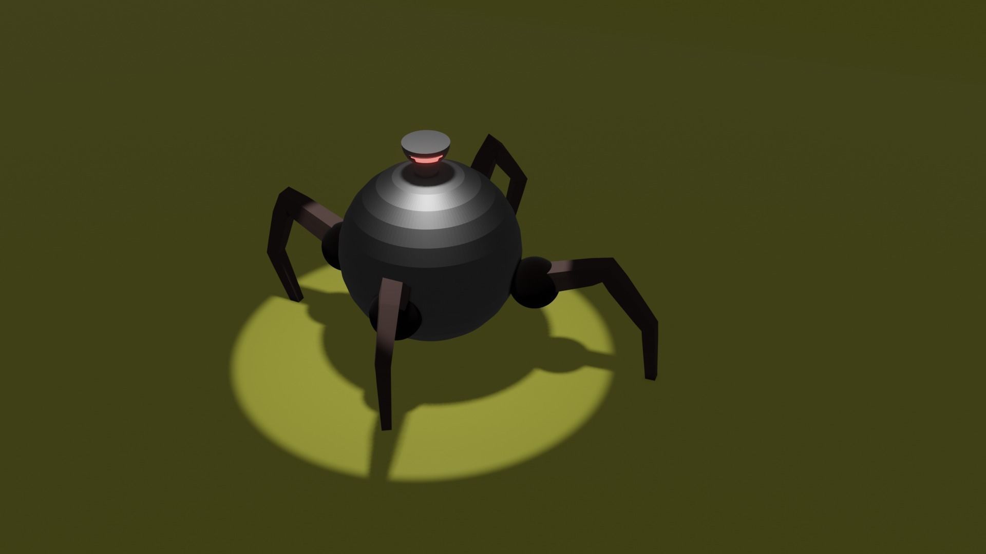 low poly robot spider with light Low-poly 3D model_2
