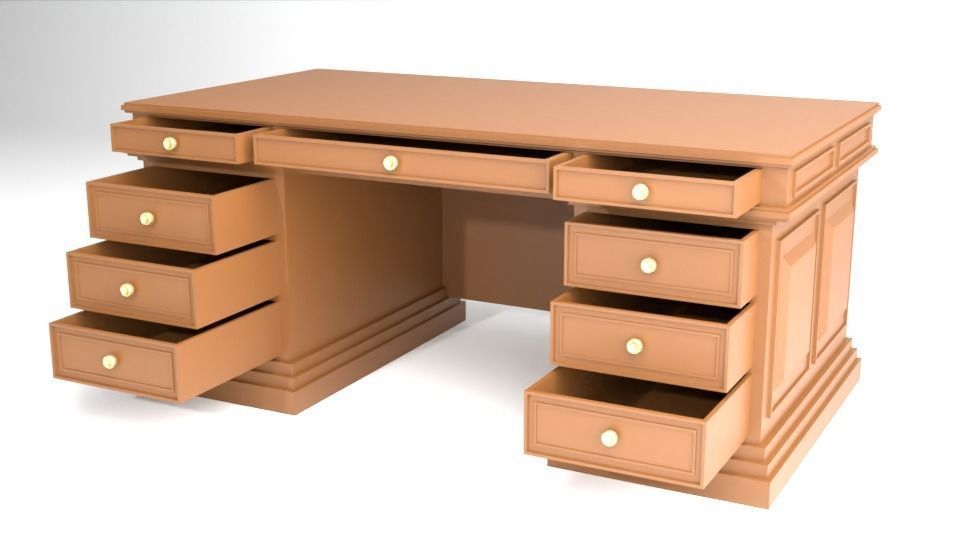 antique desk 3D model Free 3D model_1