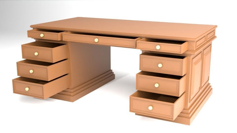 antique desk 3D model Free 3D model_4