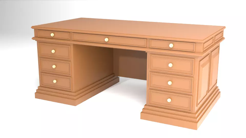 antique desk 3D model Free 3D model_0