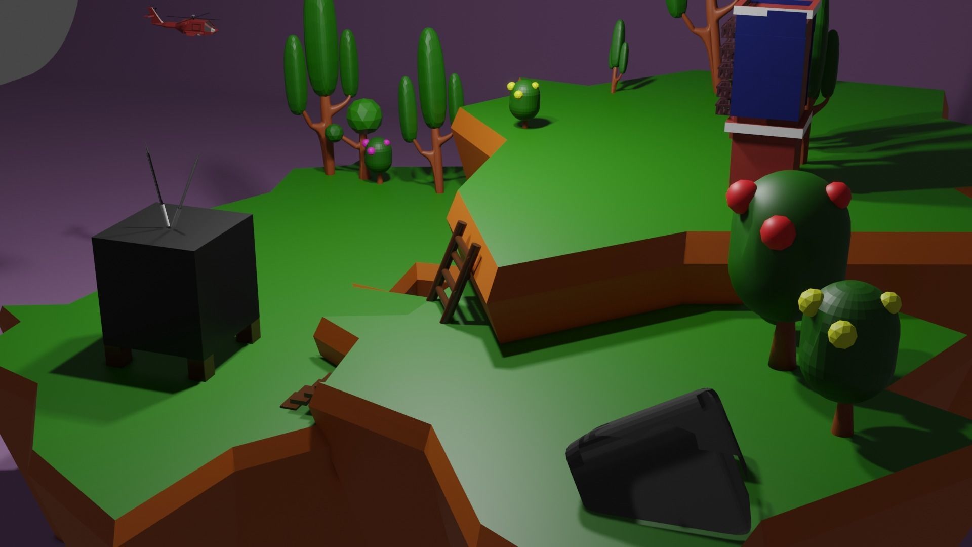 low poly island game ready model Low-poly 3D model_7