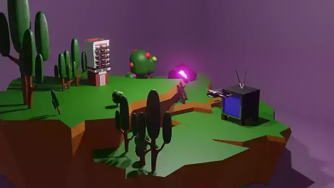 low poly island game ready model