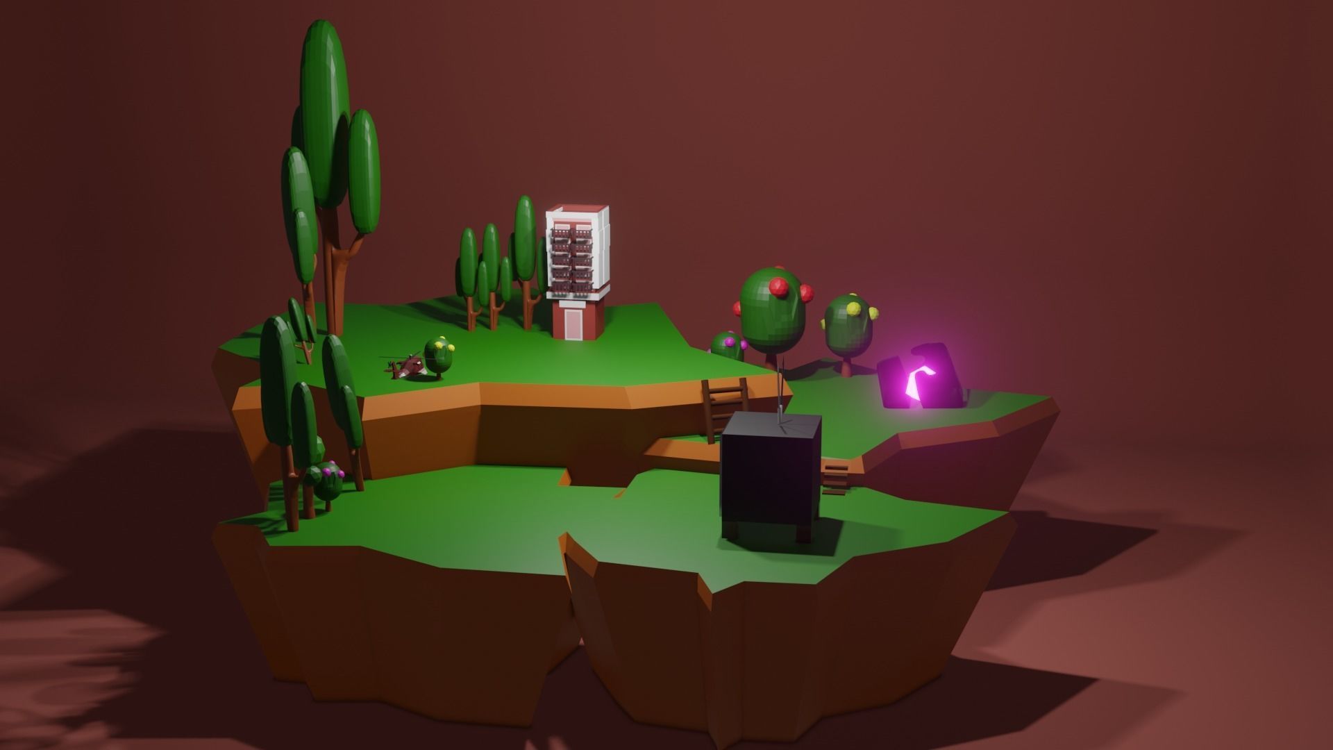 low poly island game ready model Low-poly 3D model_6