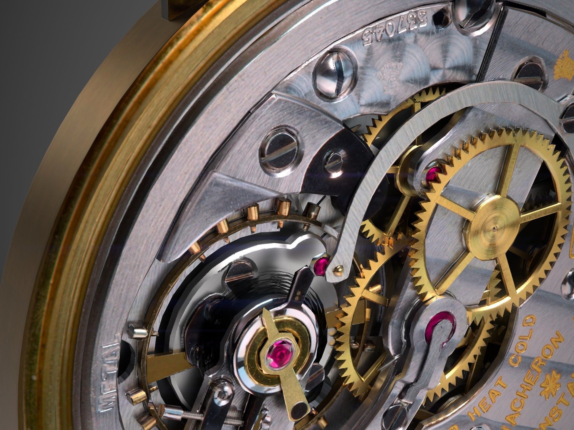 Watch mechanism 3 Low-poly 3D model_9