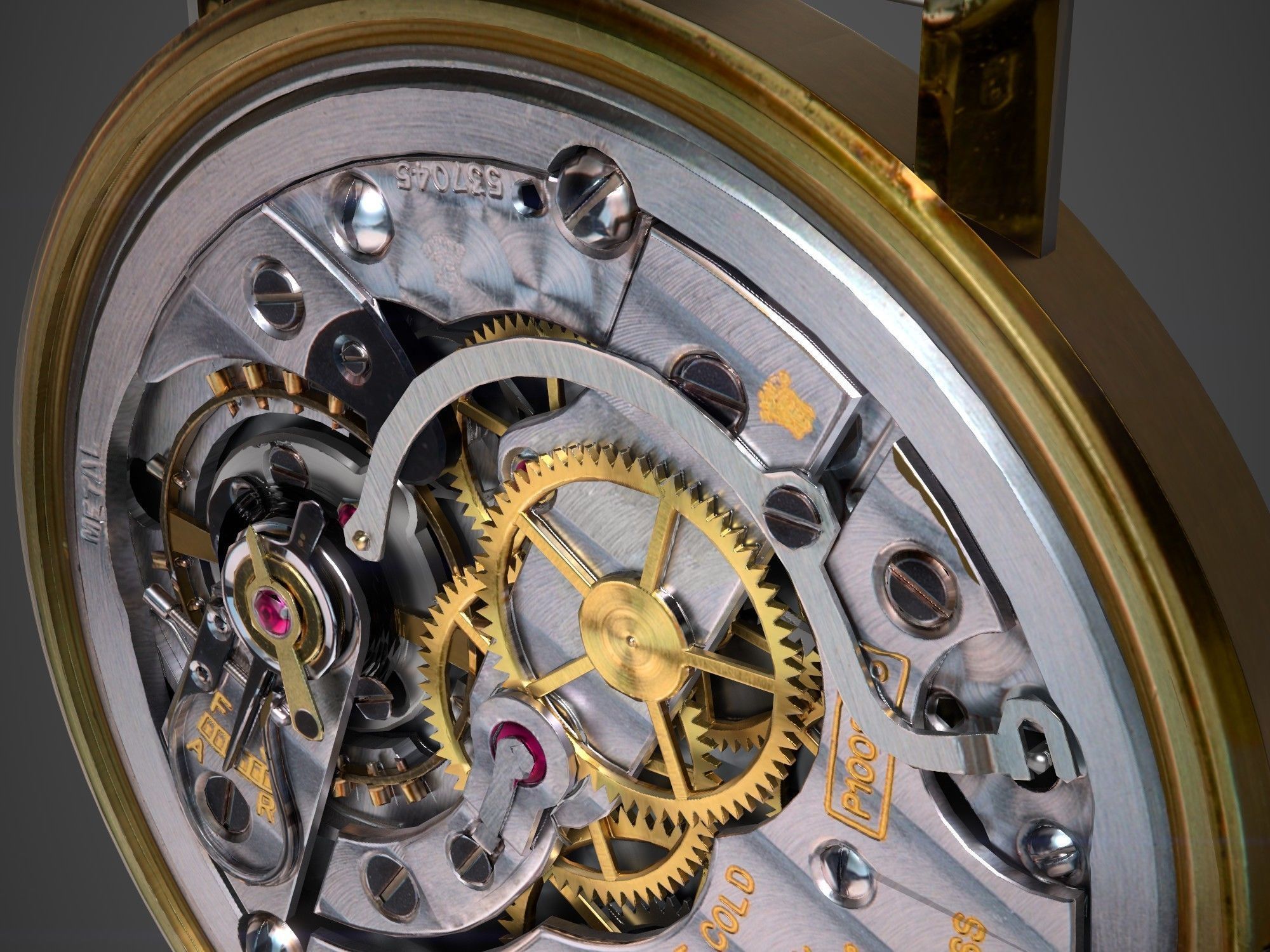 Watch mechanism 3 Low-poly 3D model_8