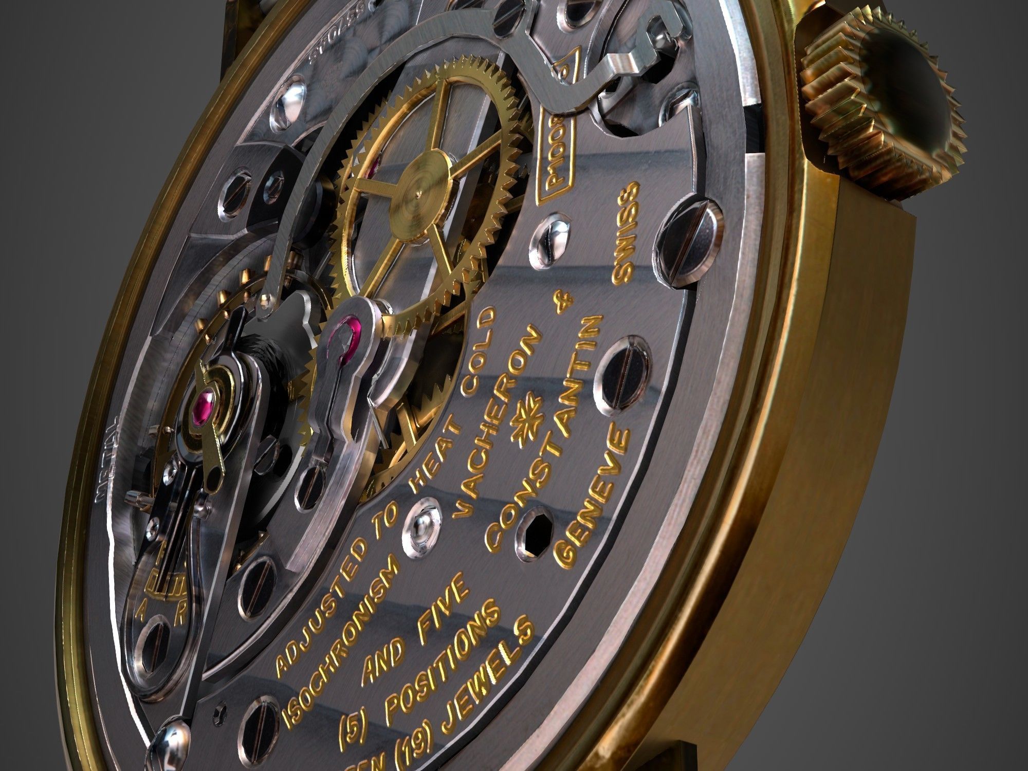 Watch mechanism 3 Low-poly 3D model_11