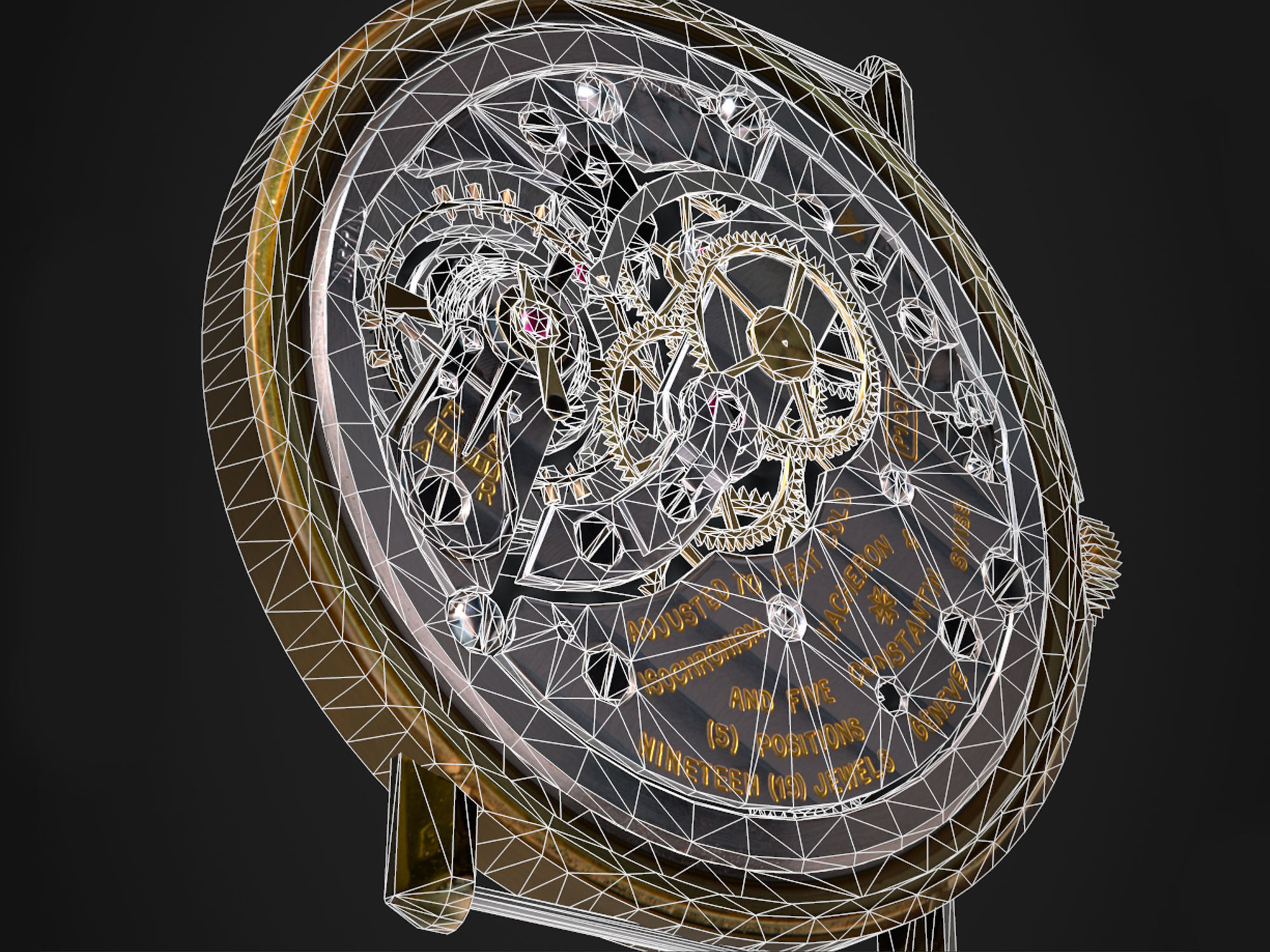 Watch mechanism 3 Low-poly 3D model_16