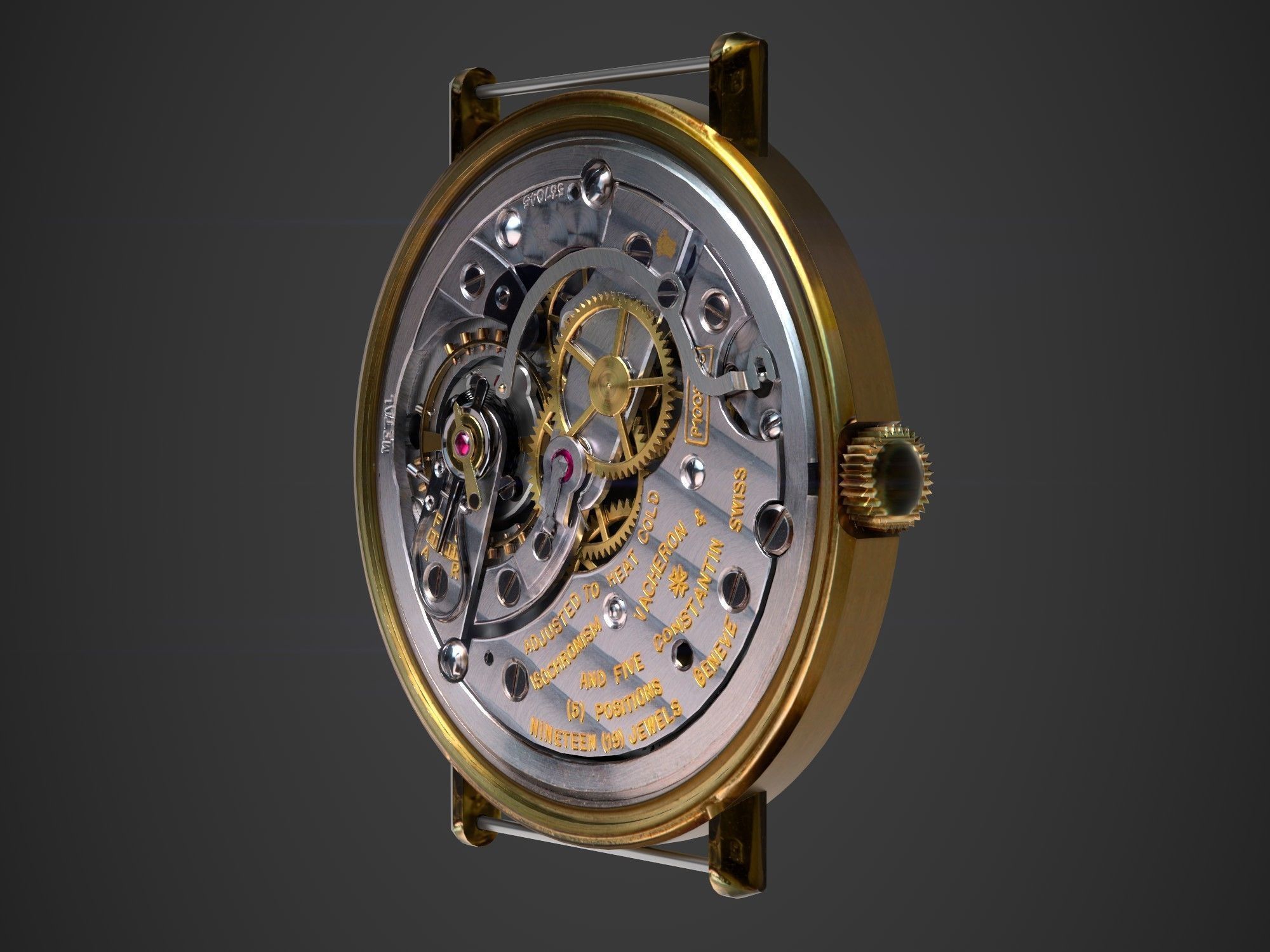 Watch mechanism 3 Low-poly 3D model_1