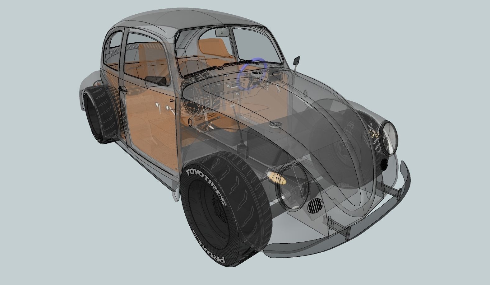 Volkswagen beetle 1963 Custom 3D model_14