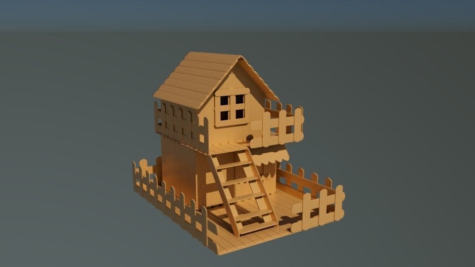 house with paddle pops Low-poly 3D model_1