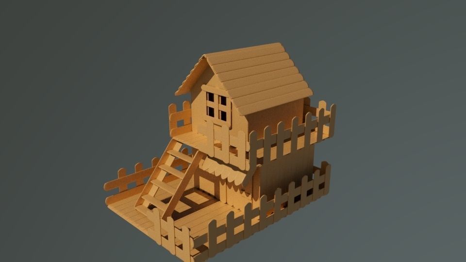 house with paddle pops Low-poly 3D model_2