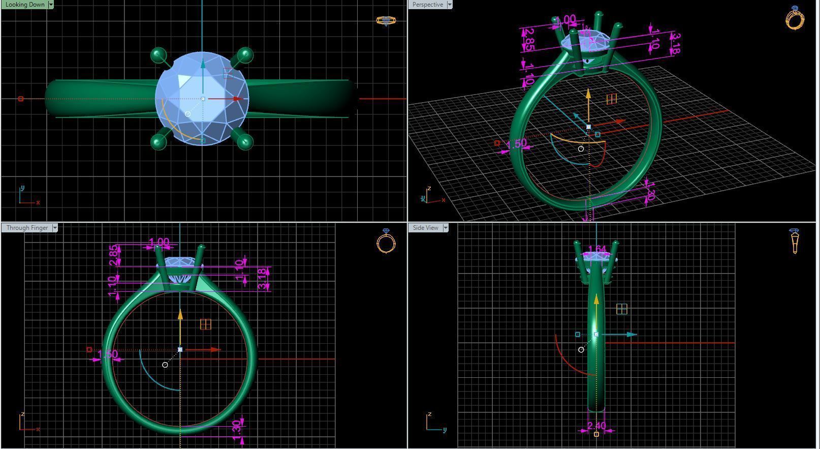 Wedding diamond ring 3D print model_51