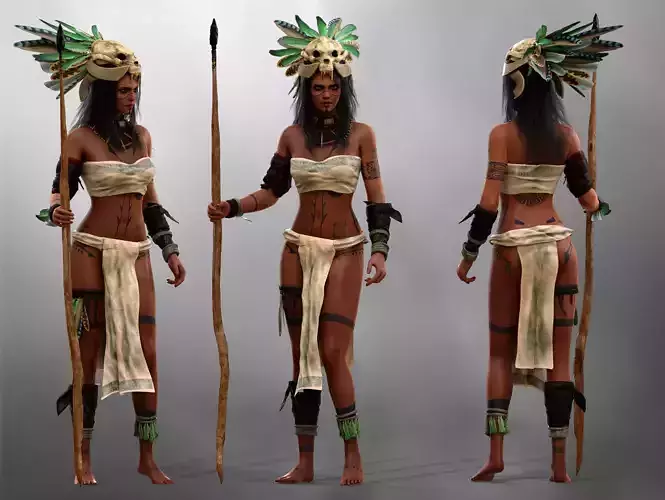 Aztec Girl Low-poly 3D model