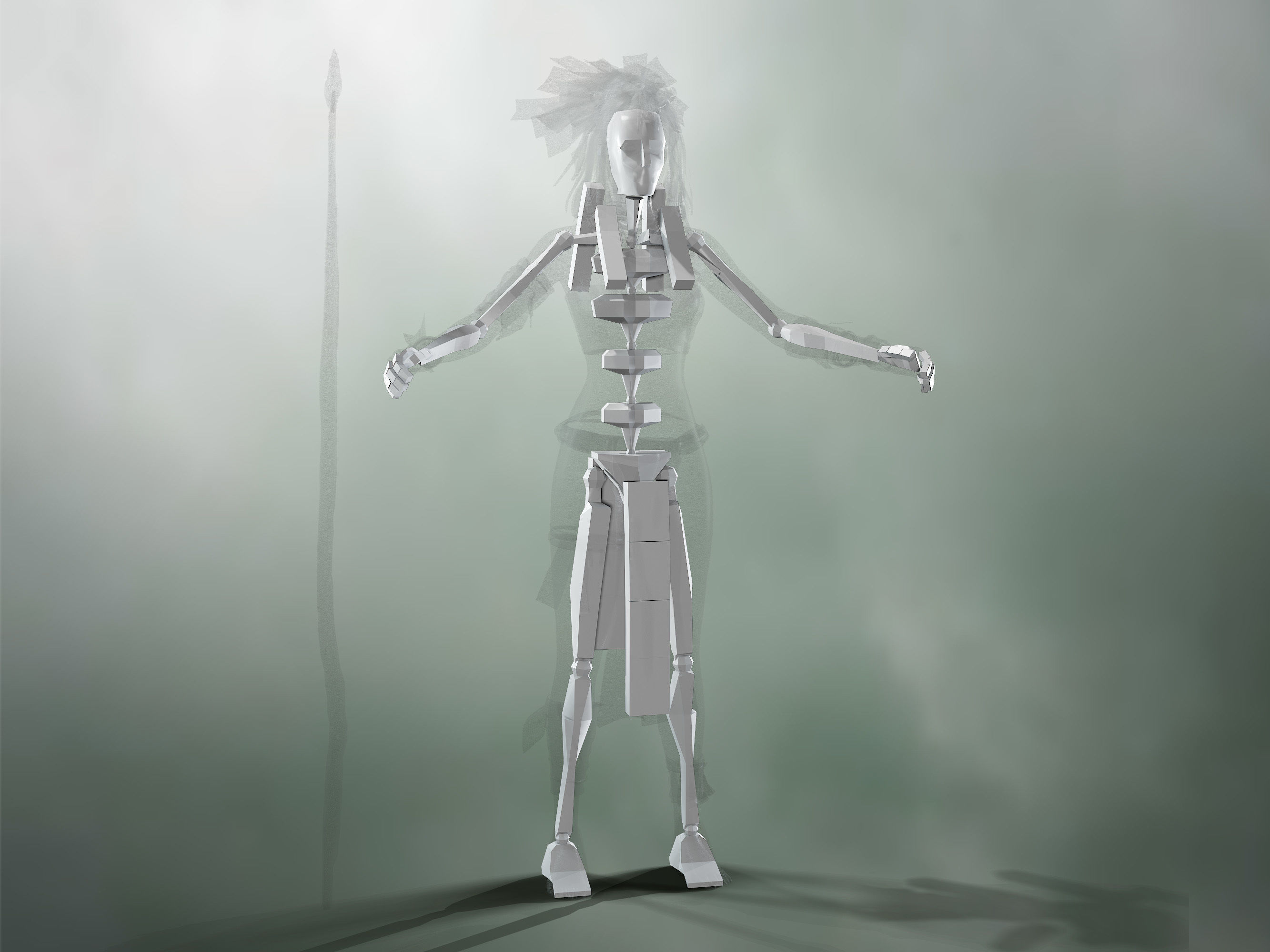 Aztec Girl Low-poly 3D model_14