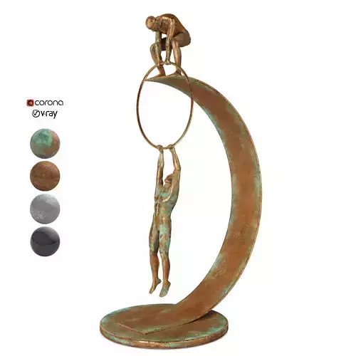 Decorative Sculpture with 4 PBR metal materials 3D model