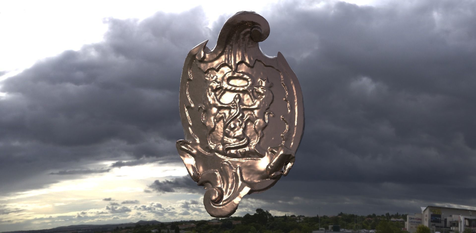 Military Medieval Crest Shield  3D model_1