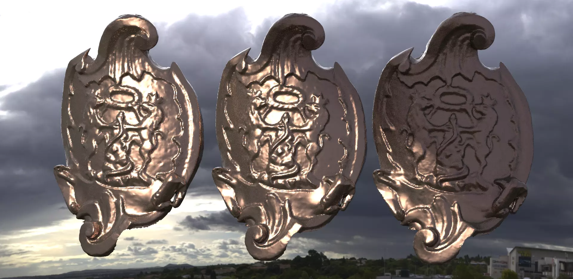 Military Medieval Crest Shield  3D model_0