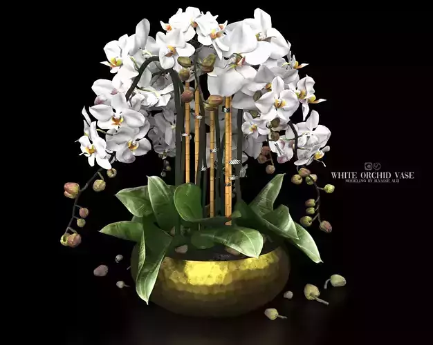 white orchid vase 3D model