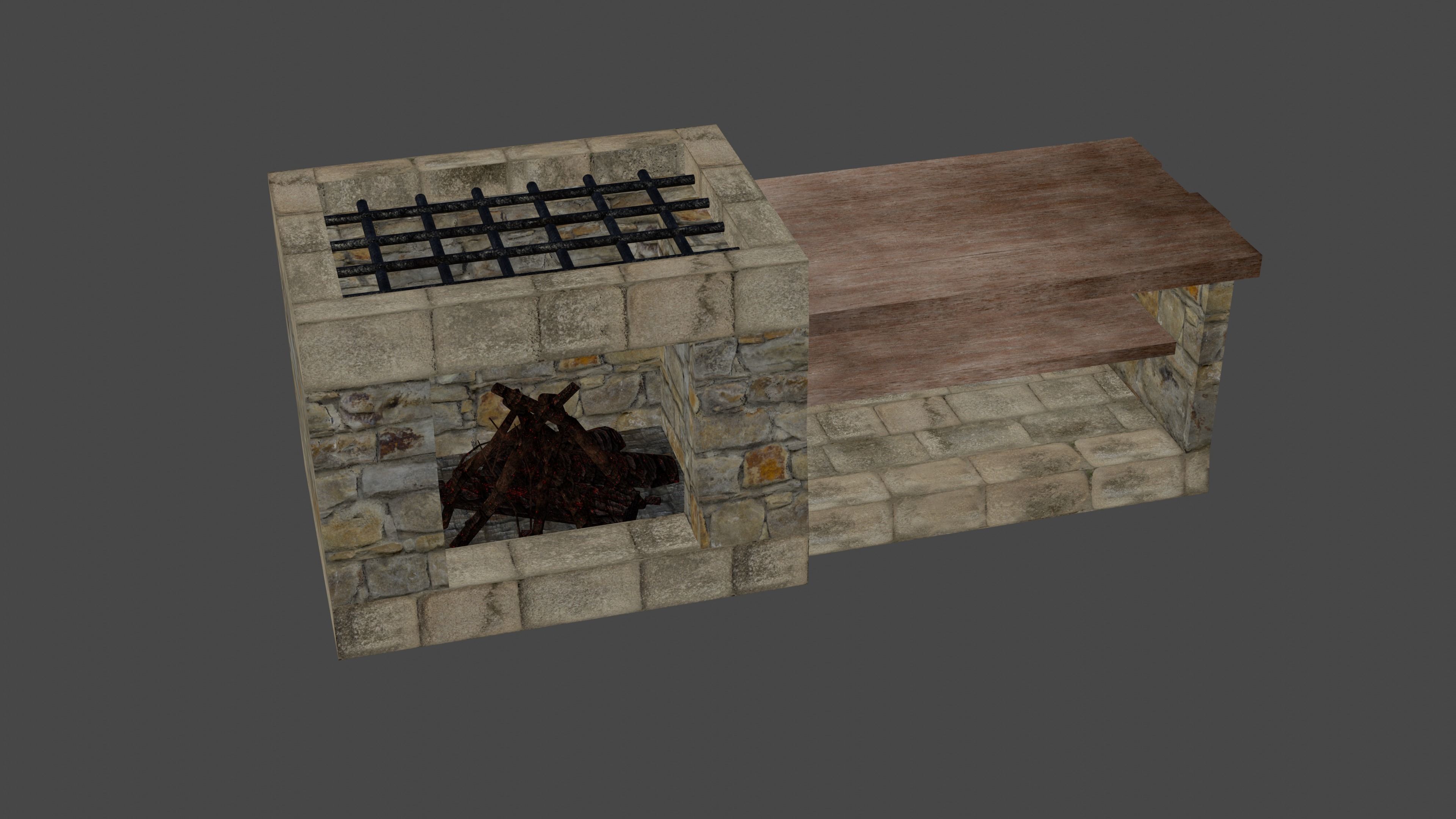 Medieval furnace - Lowpoly Game Ready Low-poly 3D model_3
