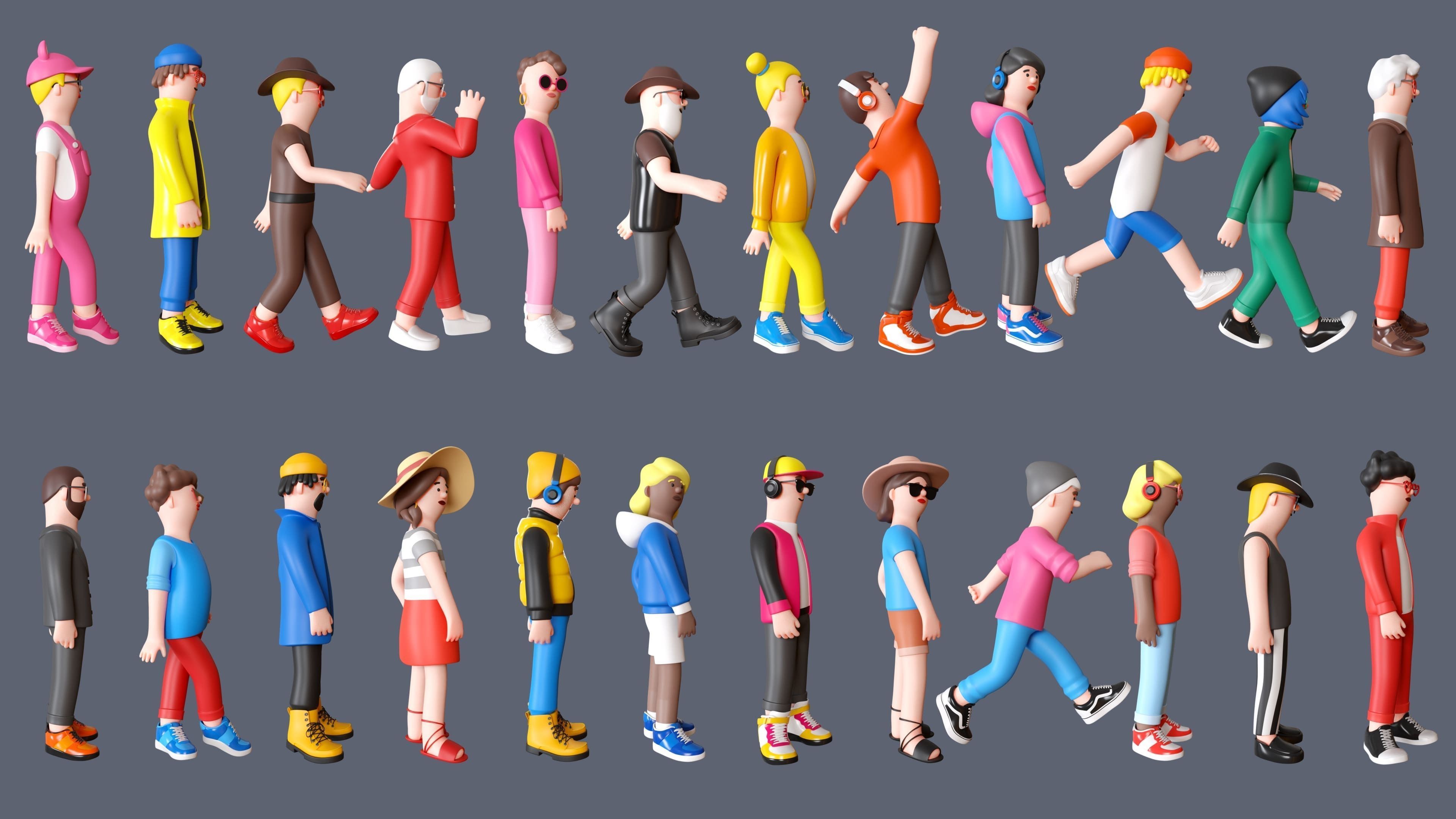 Cartoon Characters Low-poly 3D model_2