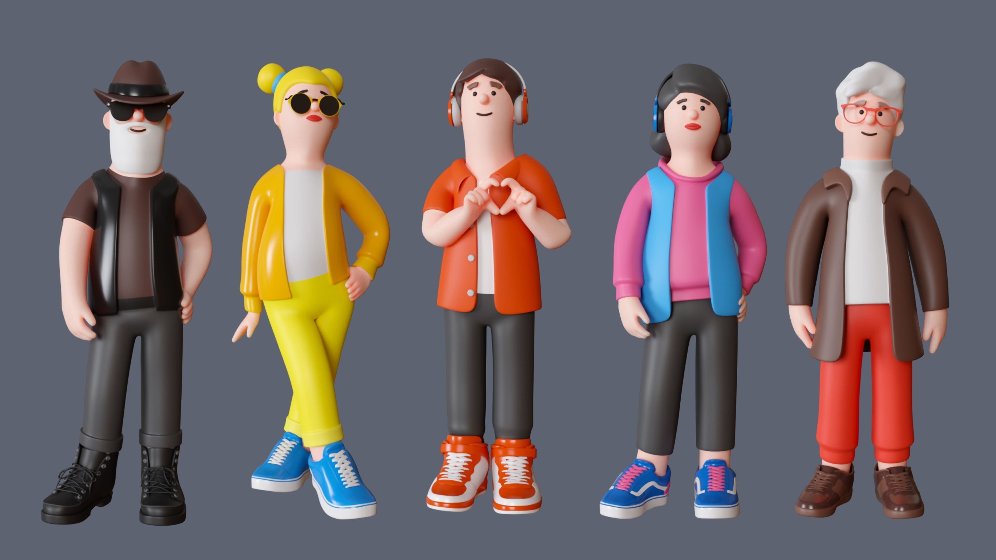 Cartoon Characters Low-poly 3D model_4