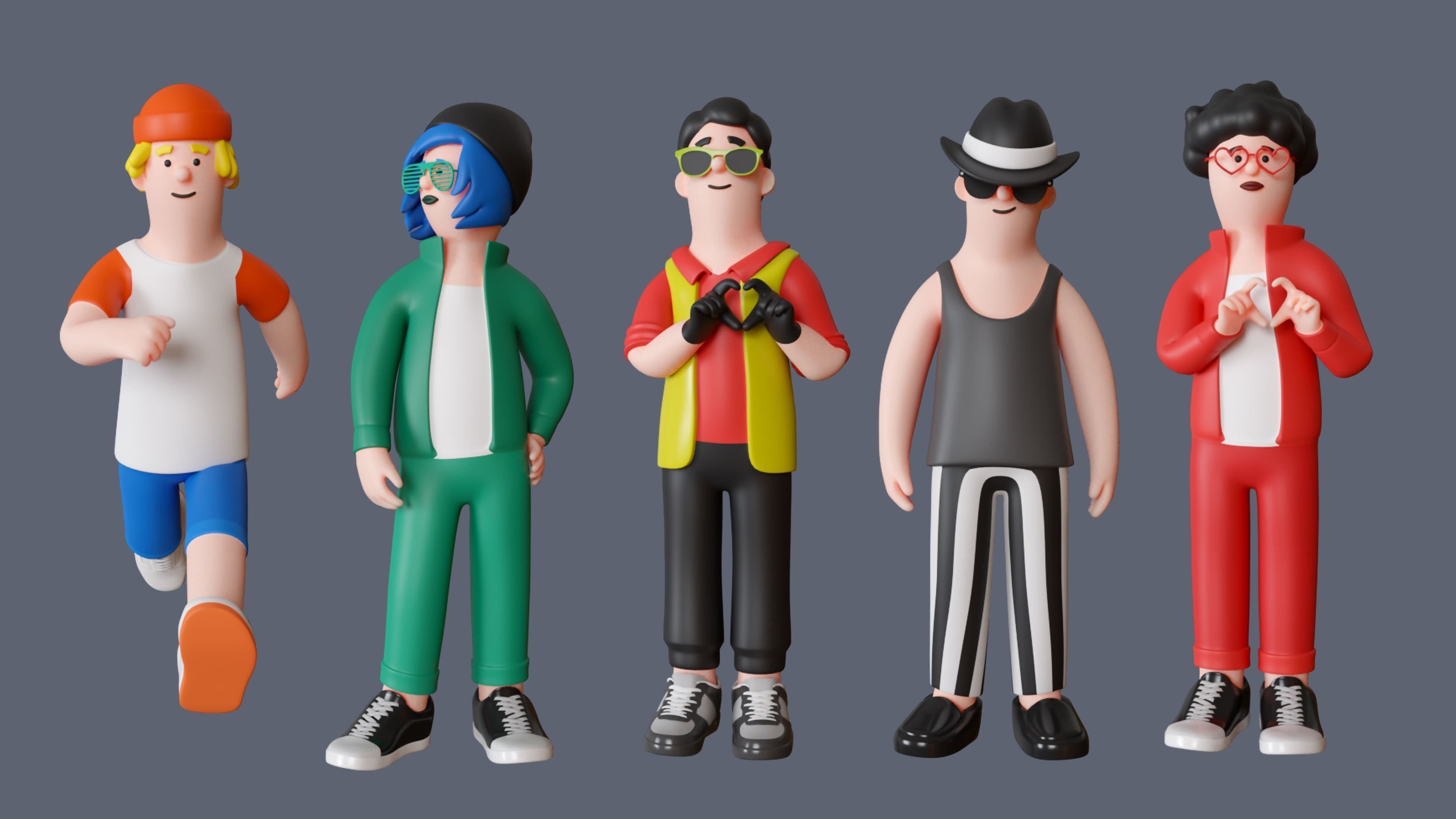 Cartoon Characters Low-poly 3D model_5