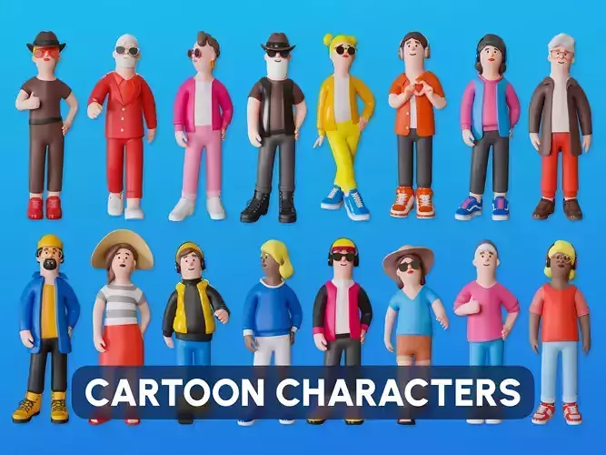 Cartoon Characters Low-poly 3D model
