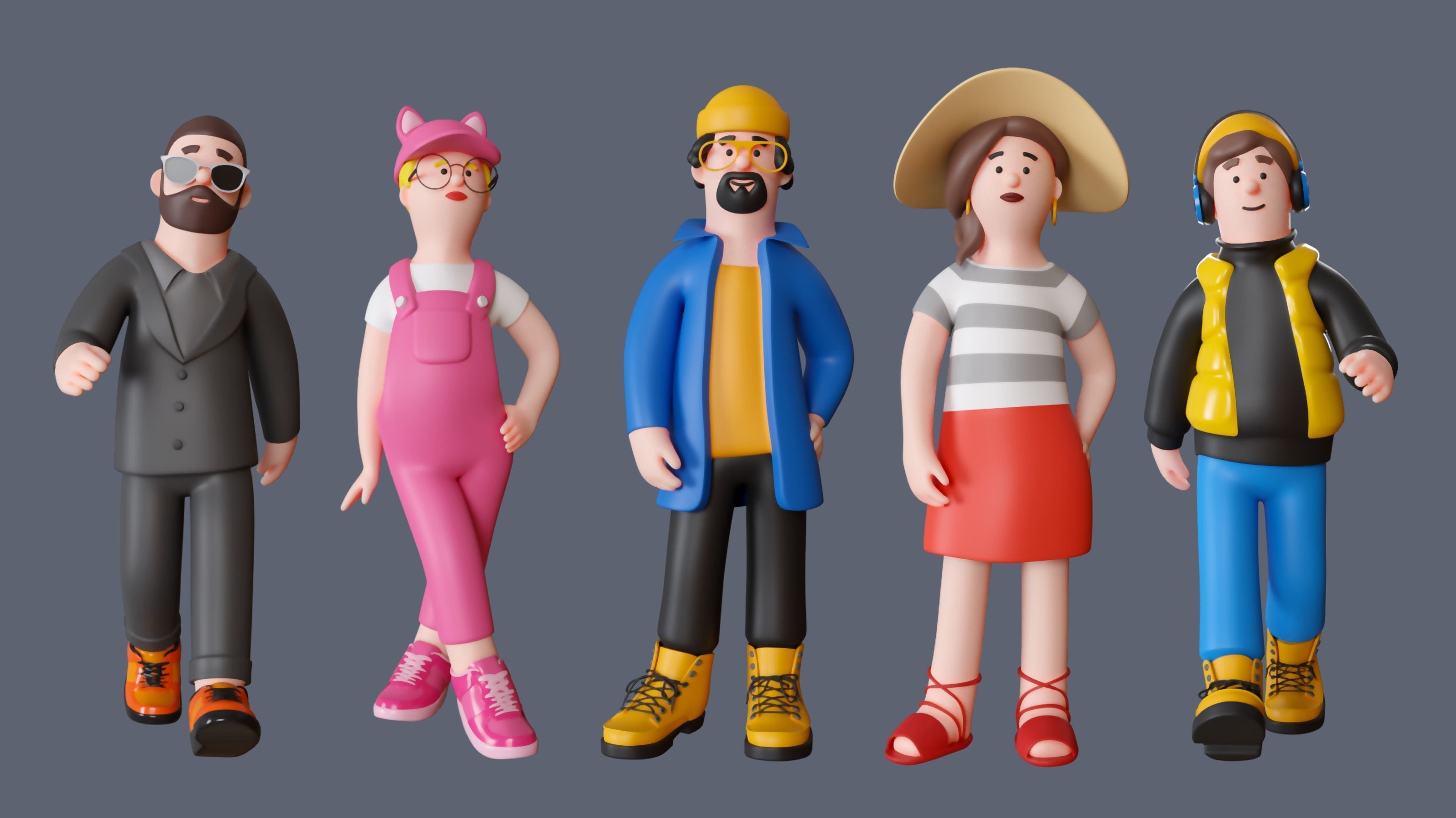 Cartoon Characters Low-poly 3D model_6