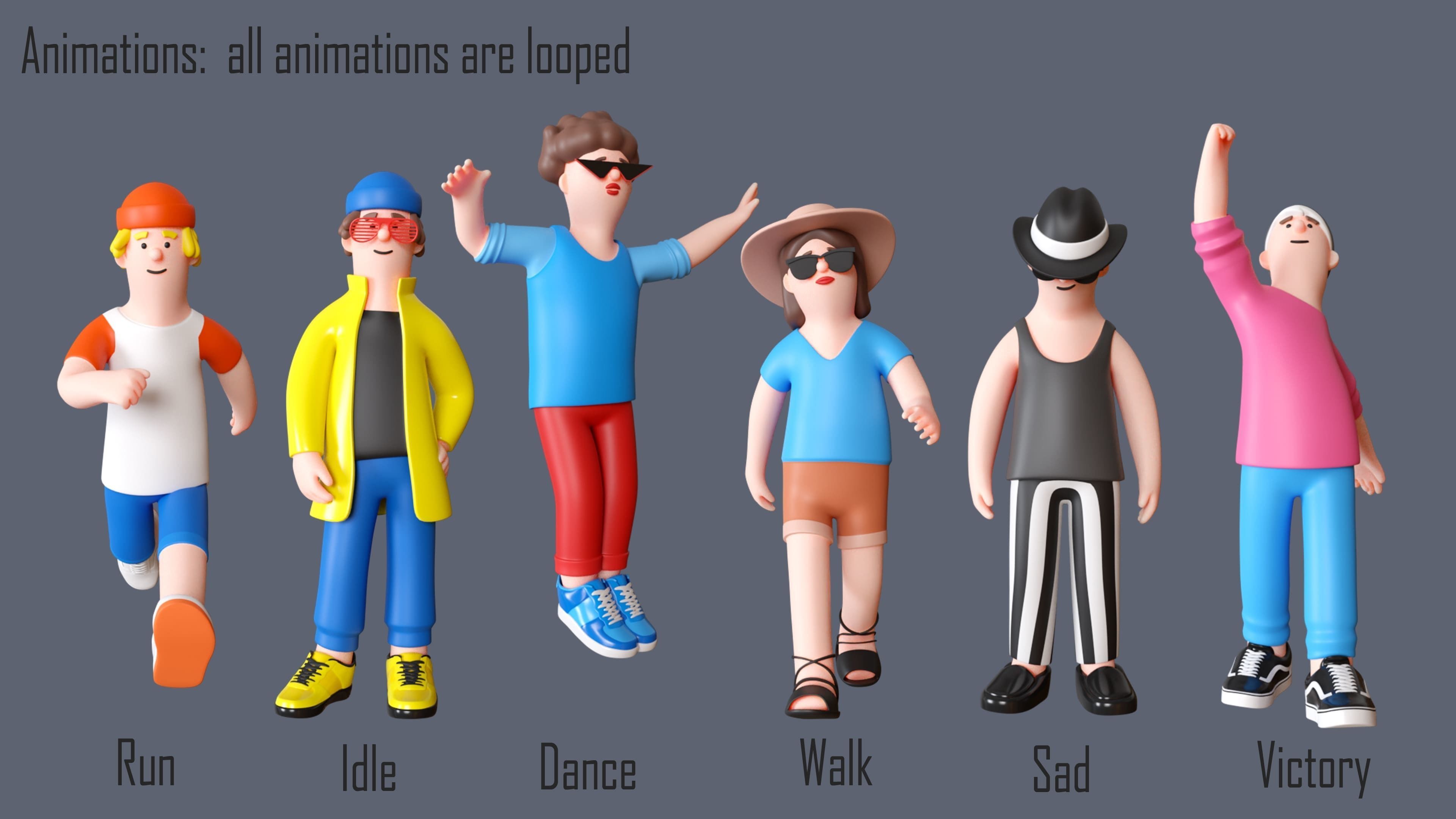 Cartoon Characters Low-poly 3D model_3