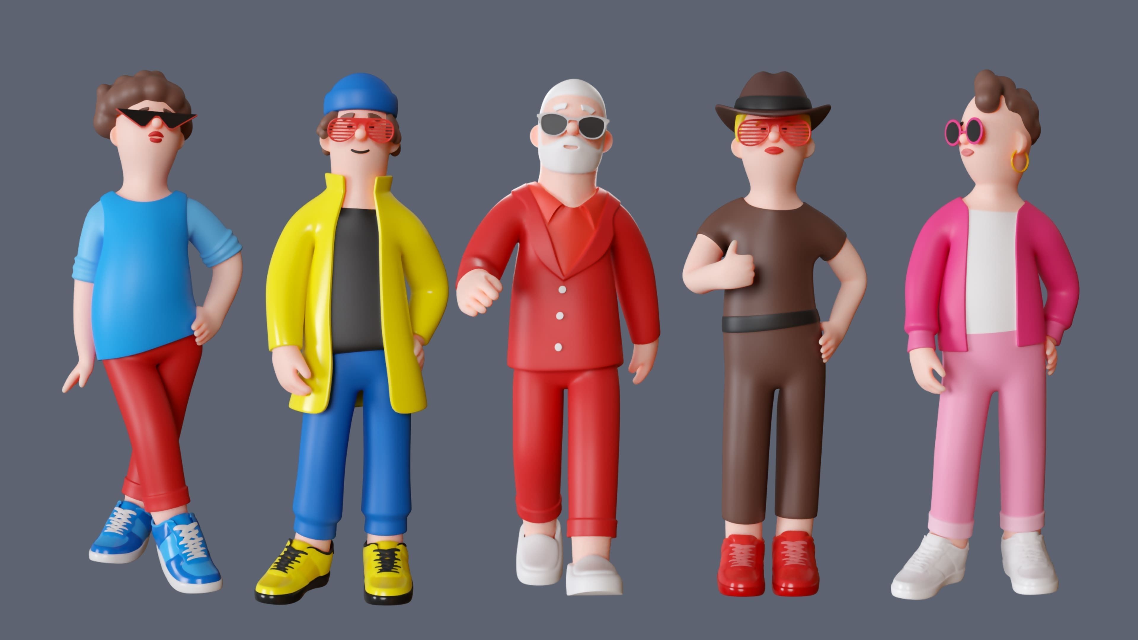 Cartoon Characters Low-poly 3D model_8