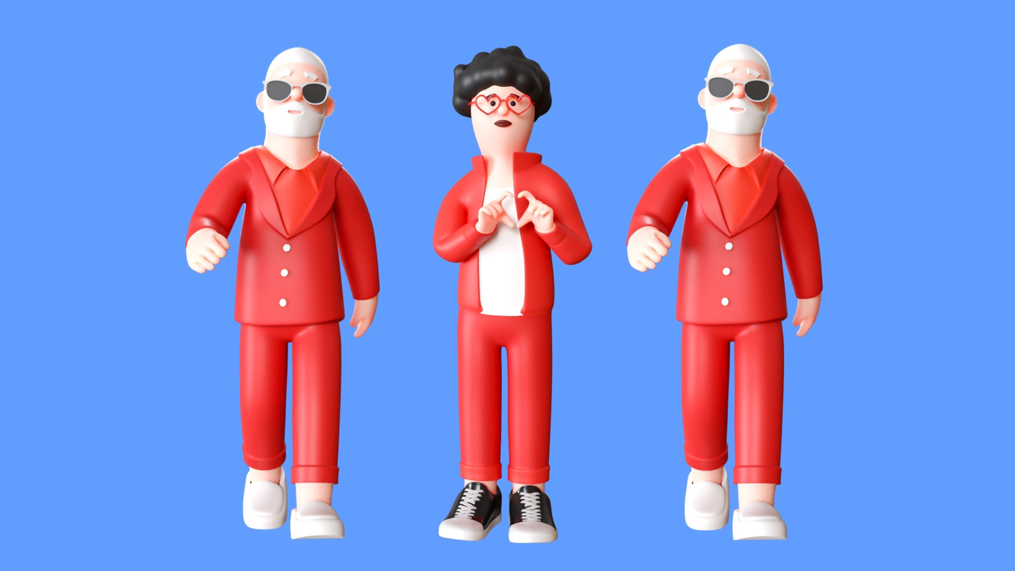 Cartoon Characters Low-poly 3D model_16