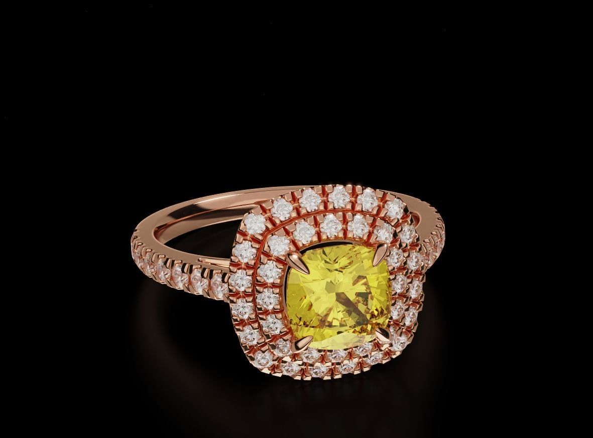 Delicate ring with diamonds and cushion 683 3D print model_3