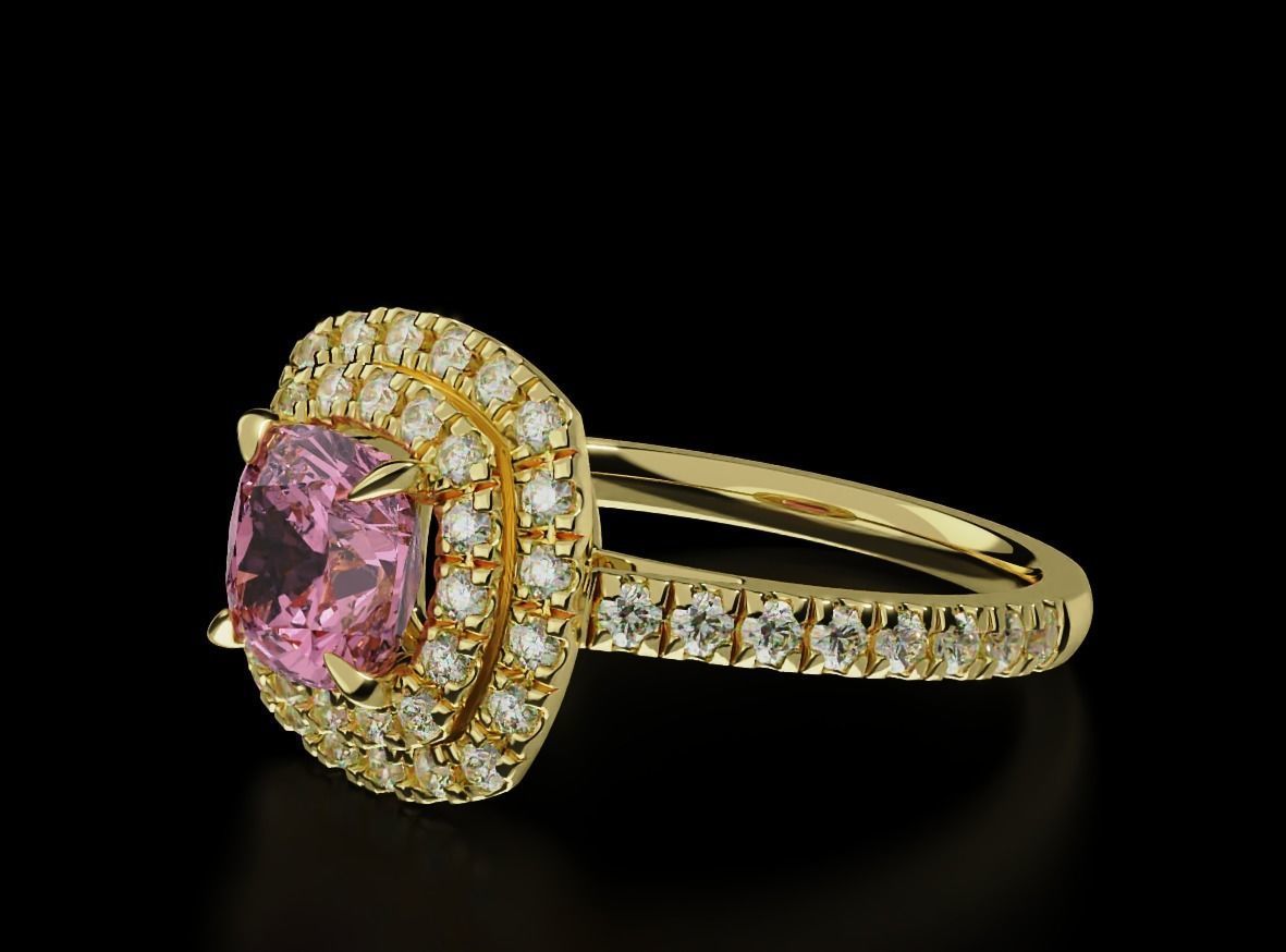 Delicate ring with diamonds and cushion 683 3D print model_10