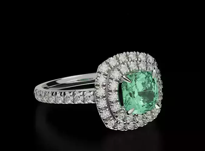 Delicate ring with diamonds and cushion 683