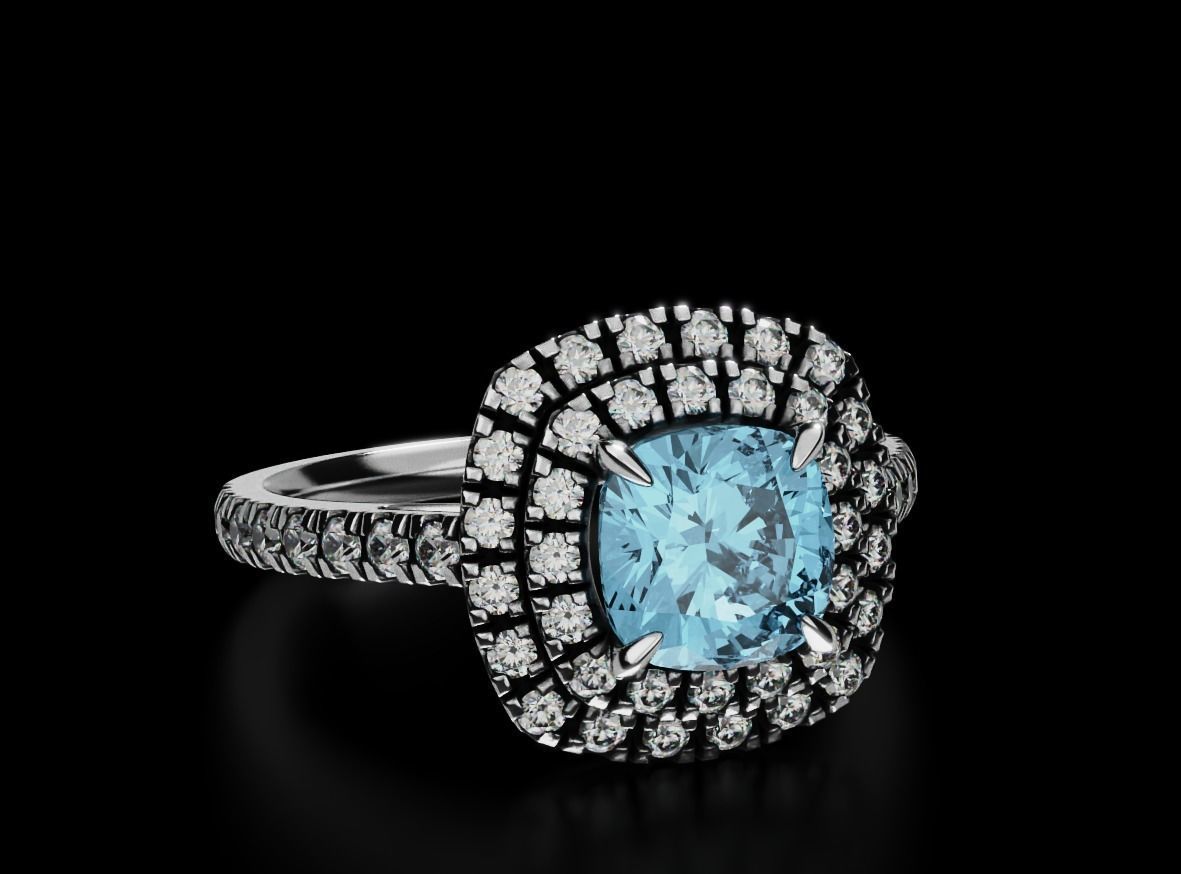 Delicate ring with diamonds and cushion 683 3D print model_12