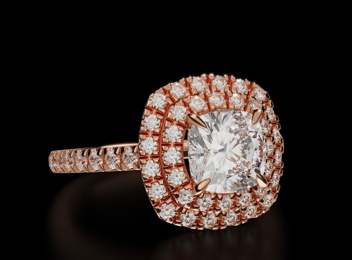 Delicate ring with diamonds and cushion 683 3D print model_2