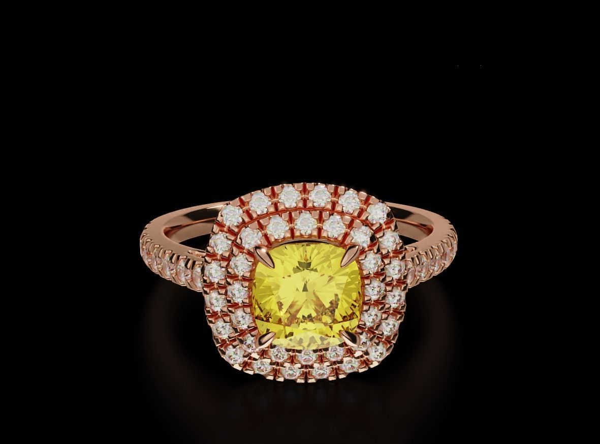 Delicate ring with diamonds and cushion 683 3D print model_6