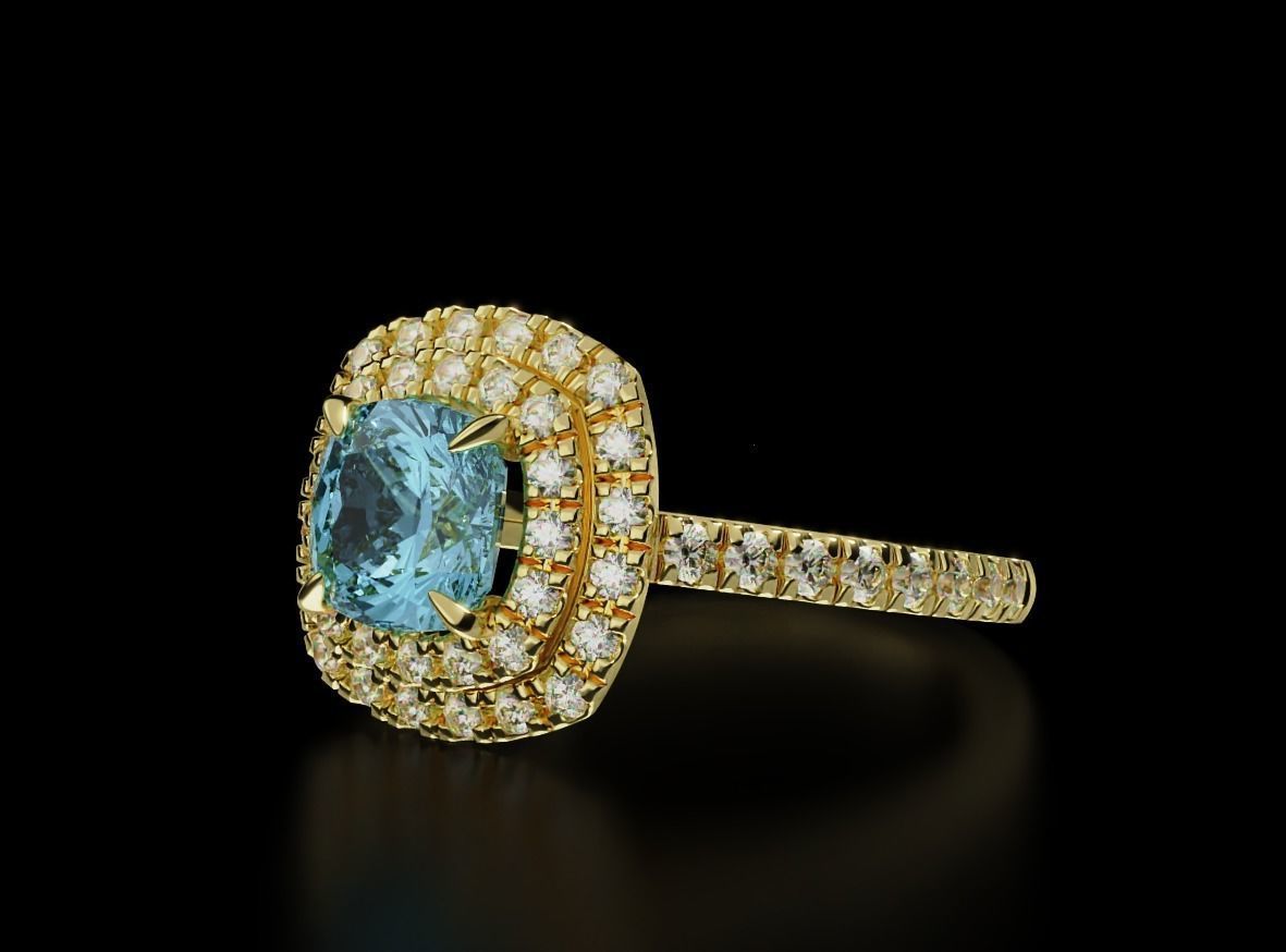 Delicate ring with diamonds and cushion 683 3D print model_9