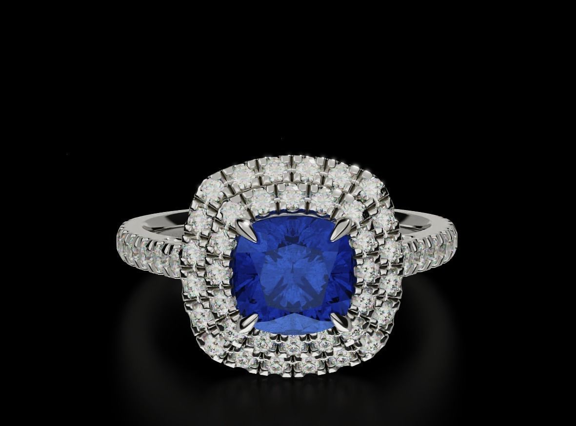 Delicate ring with diamonds and cushion 683 3D print model_1