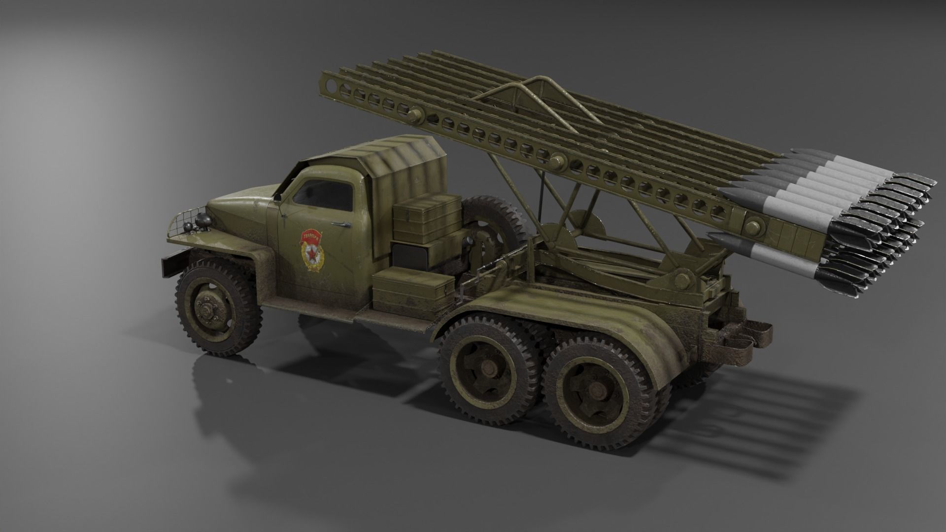 BM-13N Katyusha multiple rocket launcher  Low-poly 3D model_25