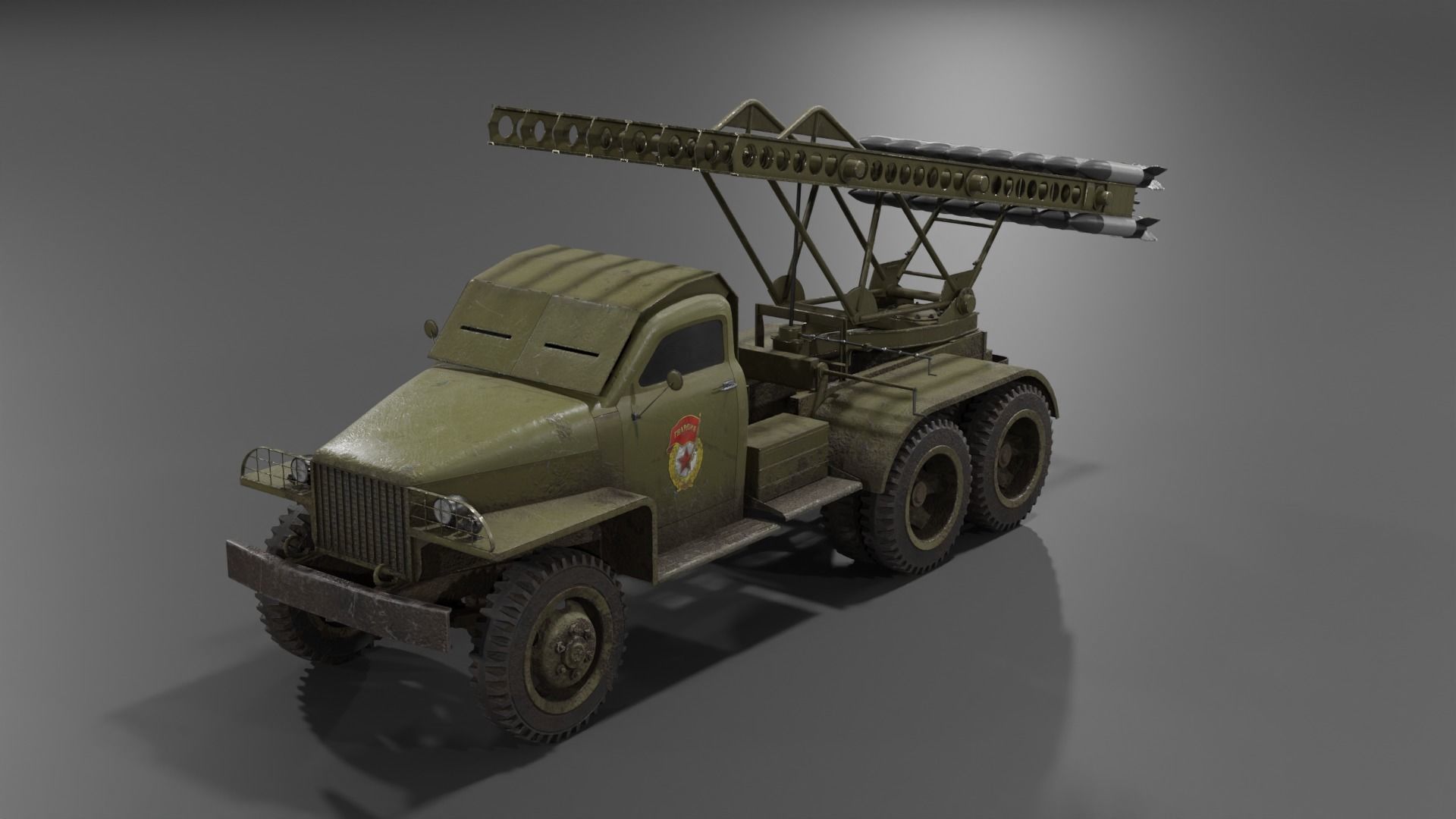 BM-13N Katyusha multiple rocket launcher  Low-poly 3D model_11
