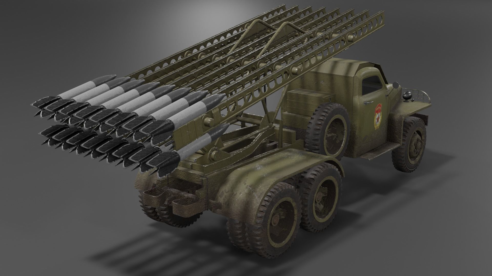 BM-13N Katyusha multiple rocket launcher  Low-poly 3D model_4