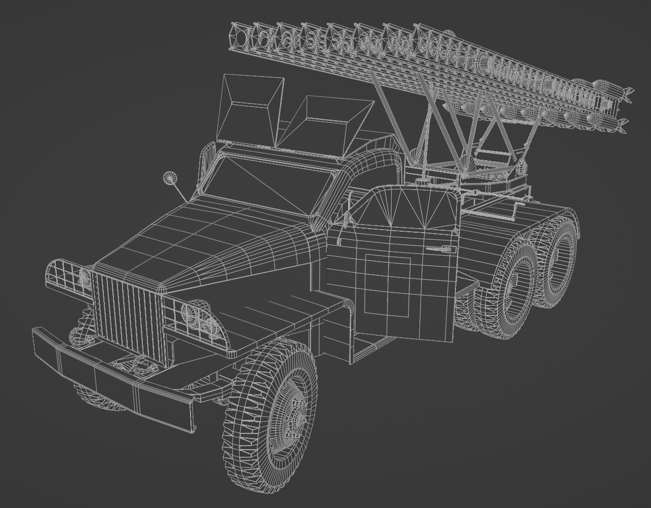BM-13N Katyusha multiple rocket launcher  Low-poly 3D model_7