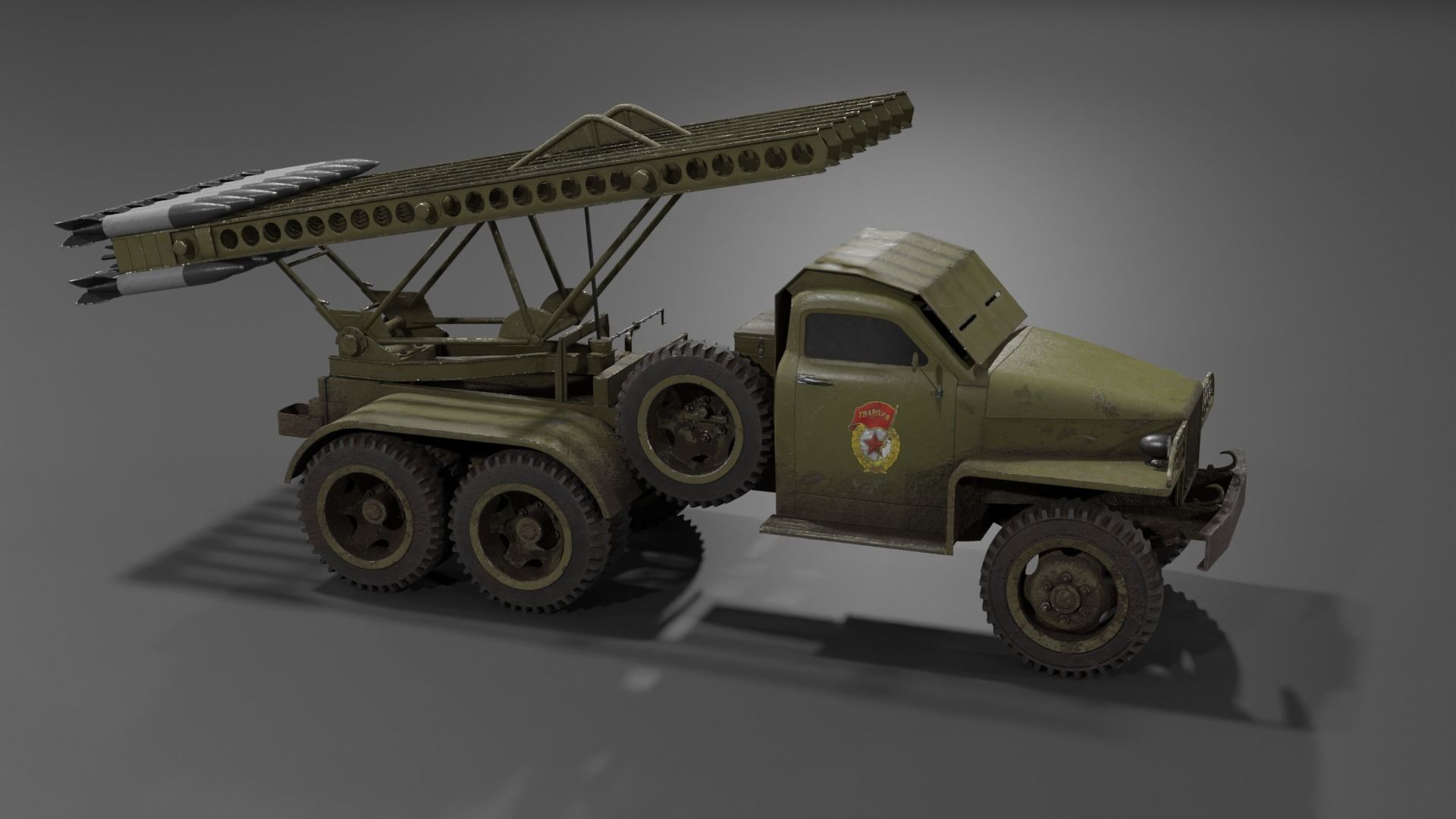 BM-13N Katyusha multiple rocket launcher  Low-poly 3D model_18