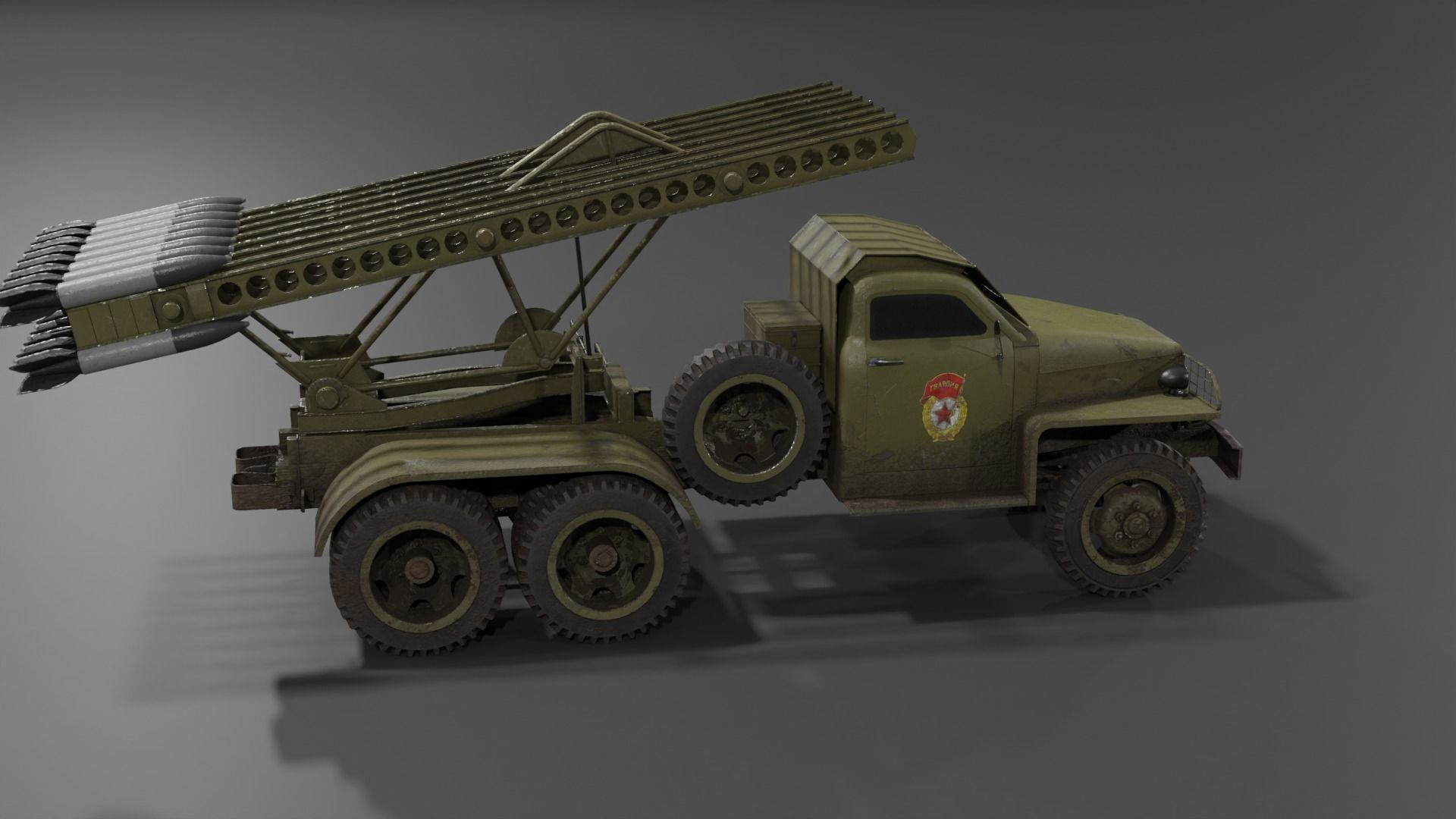 BM-13N Katyusha multiple rocket launcher  Low-poly 3D model_24