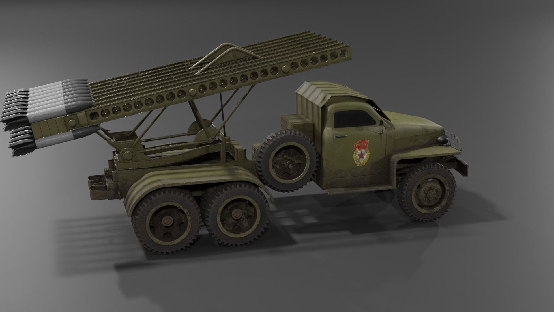 BM-13N Katyusha multiple rocket launcher  Low-poly 3D model_17