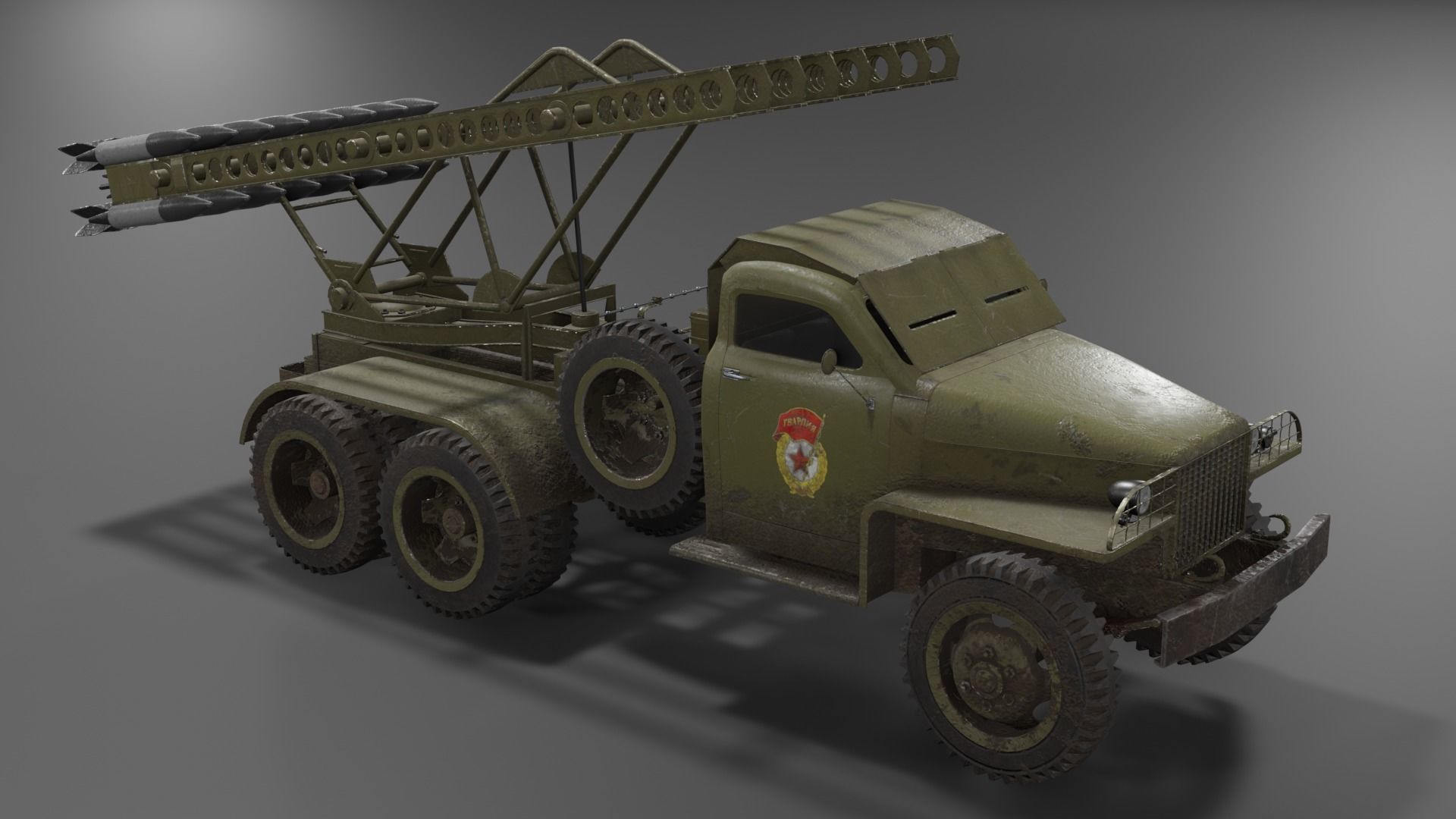 BM-13N Katyusha multiple rocket launcher  Low-poly 3D model_5