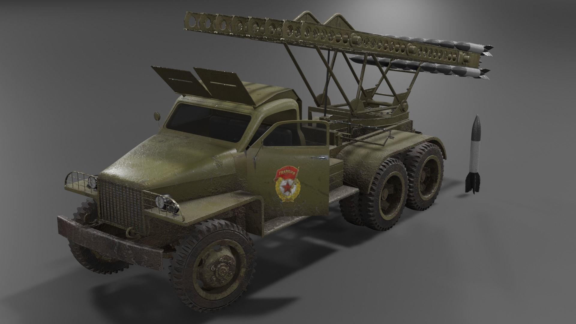 BM-13N Katyusha multiple rocket launcher  Low-poly 3D model_6