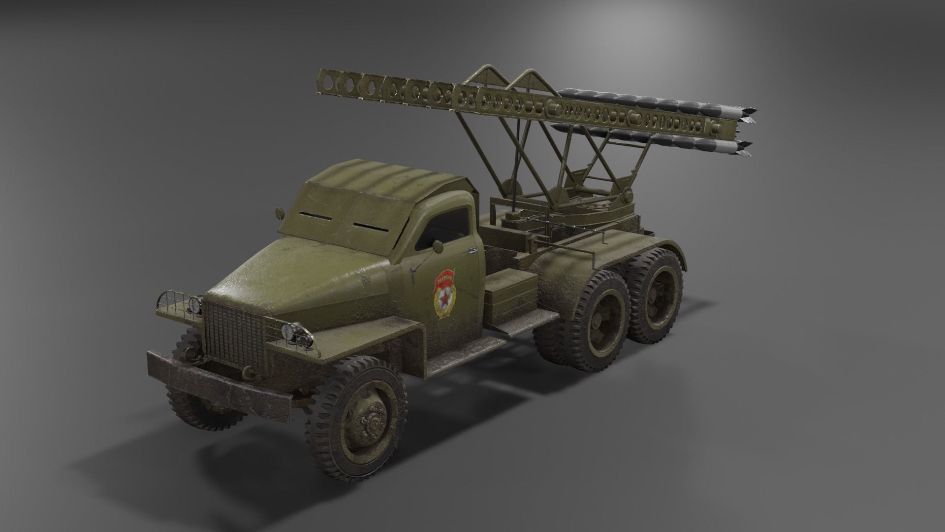 BM-13N Katyusha multiple rocket launcher  Low-poly 3D model_2