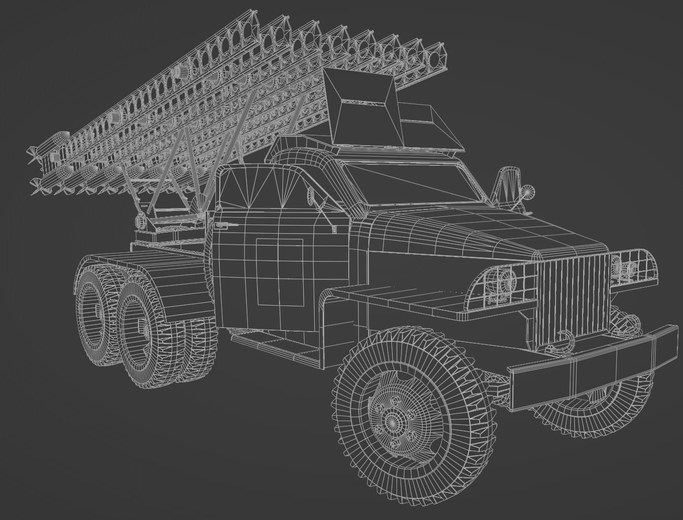 BM-13N Katyusha multiple rocket launcher  Low-poly 3D model_10